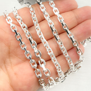 925 Sterling Silver Rectangle Diamond Cut Heavy Cables